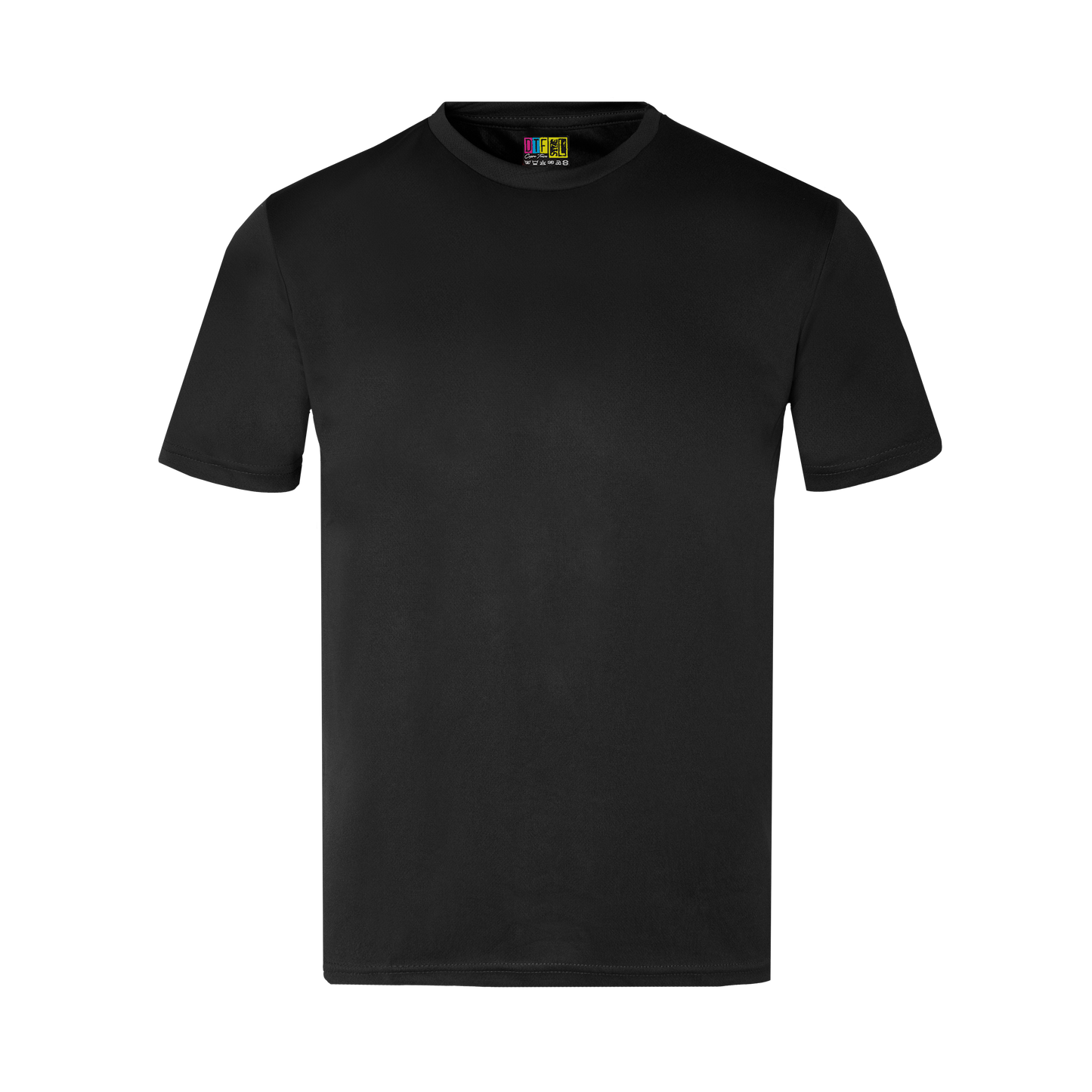 Black activewear t-shirt on a transparent background