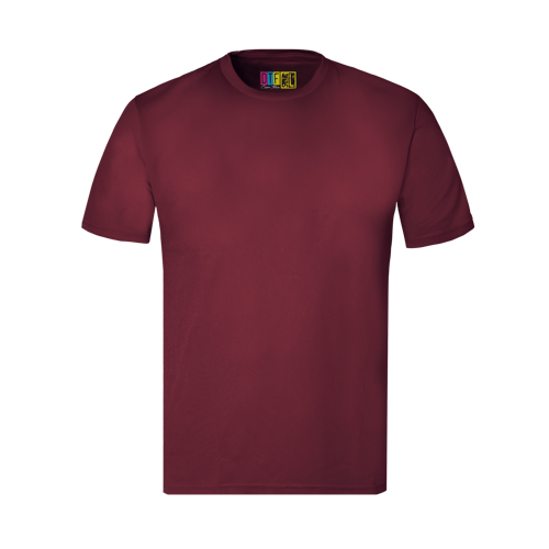 Burgundy activewear t-shirt on a transparent background