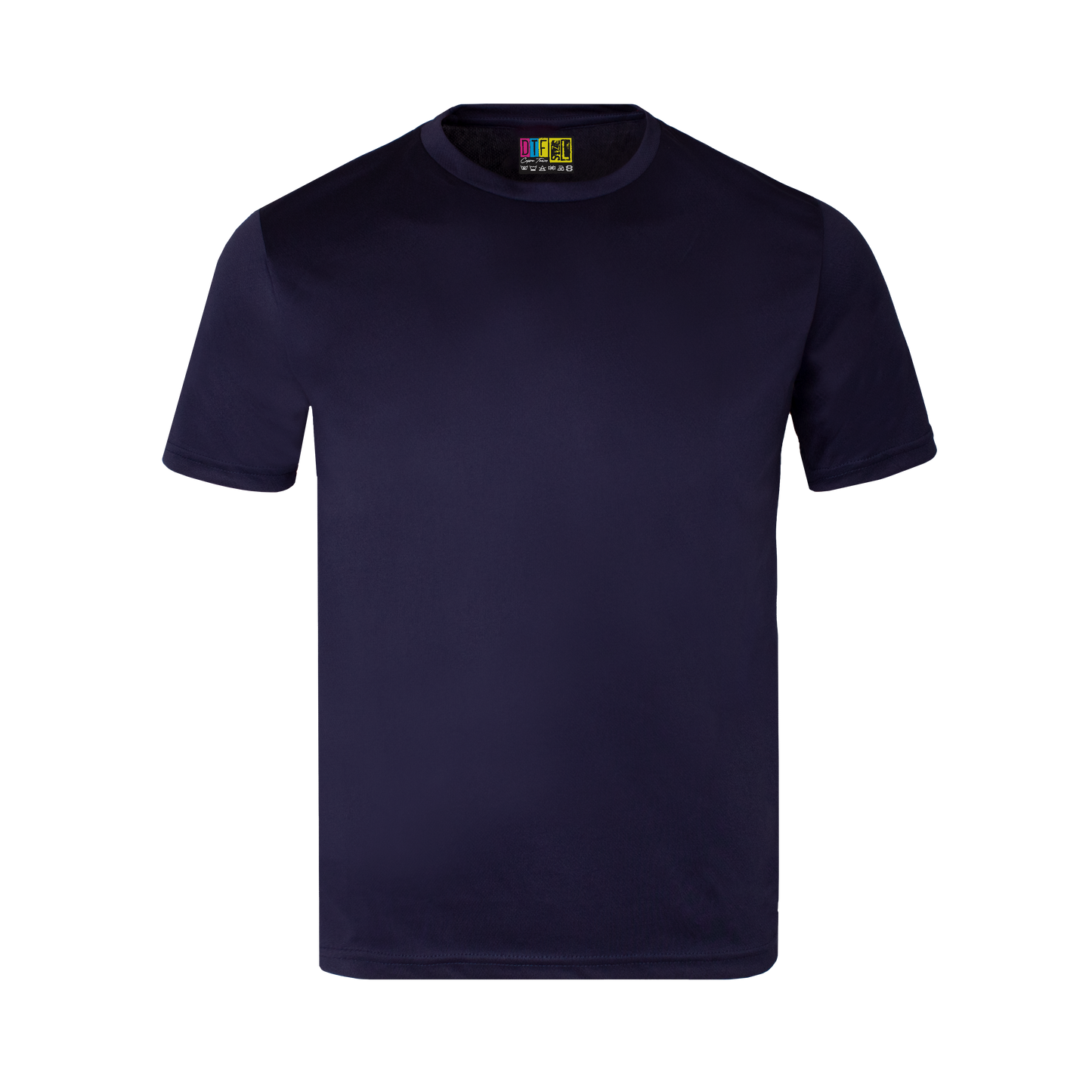 Navy blue activewear t-shirt on a transparent background