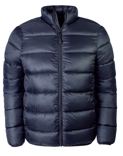 Navy puffer jacket on a transparent background
