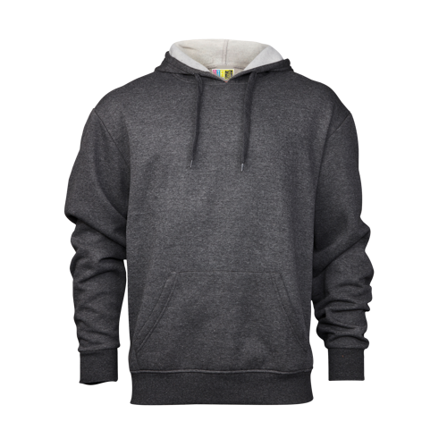 Charcoal Melange hoodie with a white hood inner on a transparent background