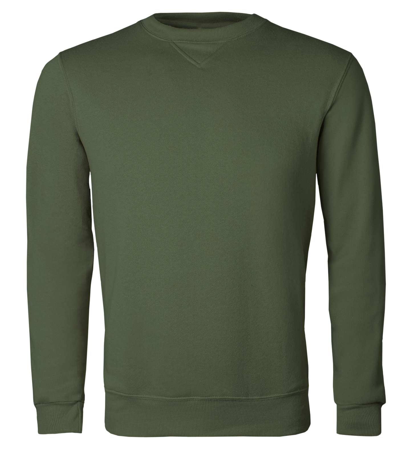Olive green sweatshirt on a transparent background