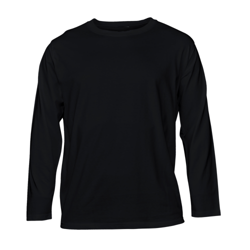 Black kids long-sleeve T shirt on a transparent background