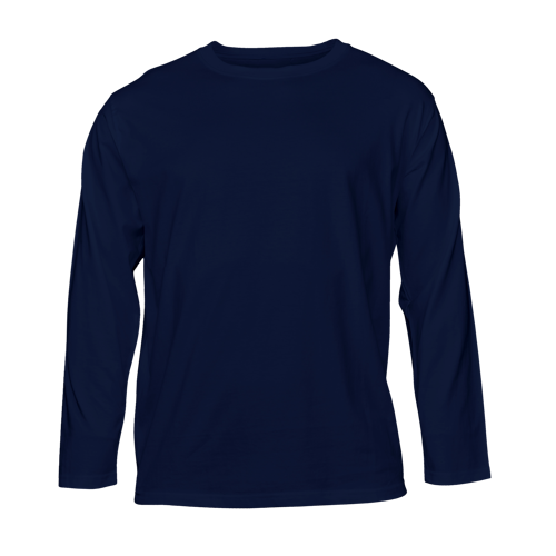 Navy kids long-sleeve T shirt on a transparent background