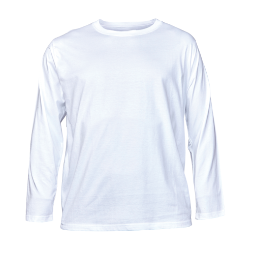 White kids long-sleeve T shirt on a transparent background