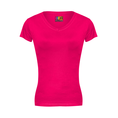 Fuchsia ladies v-neck t-shirt on a transparent background