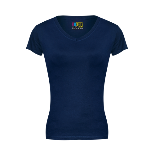 Navy blue ladies v-neck t-shirt on a transparent background