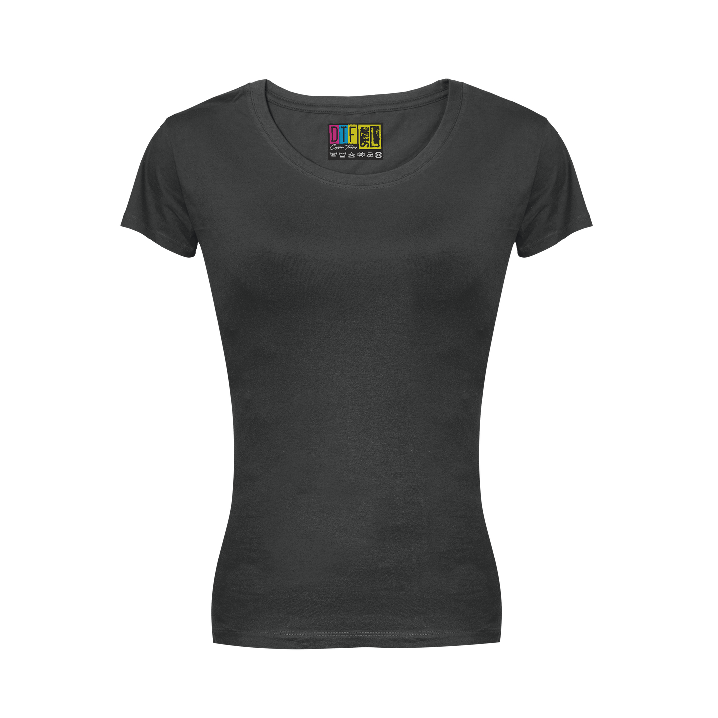 Charcoal ladies t-shirt on a transparent background