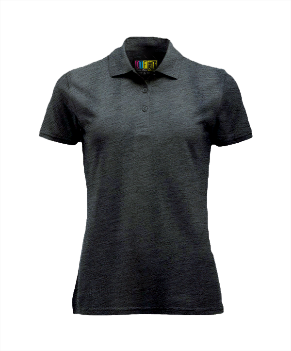 Charcoal melange ladies polo shirt on a transparent background