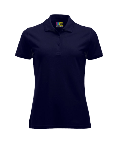 Navy ladies polo shirt on a transparent background
