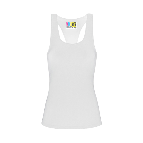 White ladies racerback tank top on a transparent background