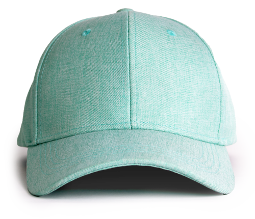 Mint green linen baseball style cap on a white background