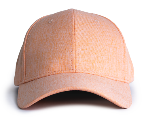 Orange linen baseball style cap on a white background