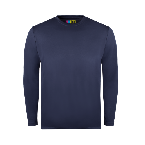 Navy long-sleeve T shirt on a transparent background