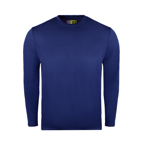 Royal blue long-sleeve T shirt on a transparent background