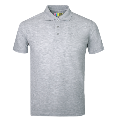 Grey melange polo shirt on a transparent background
