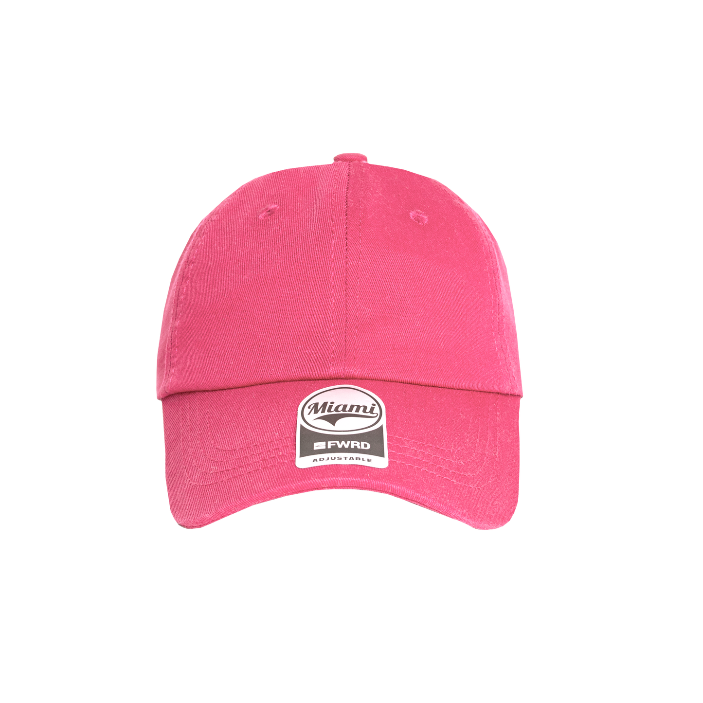 Hot Pink 6 panel peak cap on a transparent background