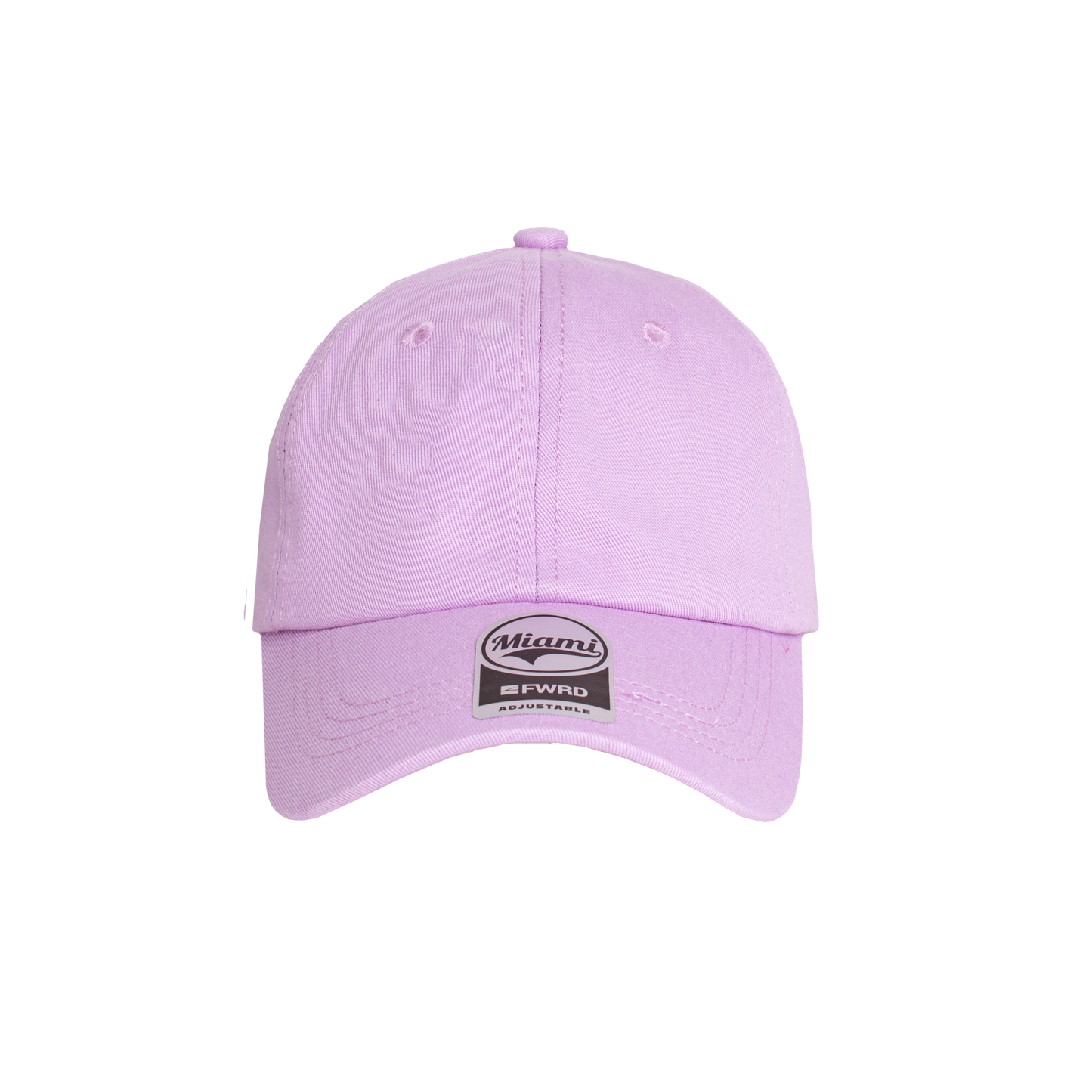 Lilac 6 panel peak cap on a transparent background