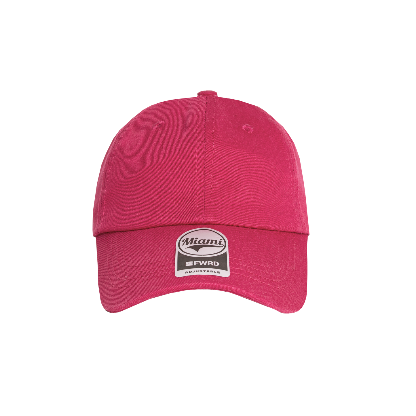Raspberry 6 panel peak cap on a transparent background