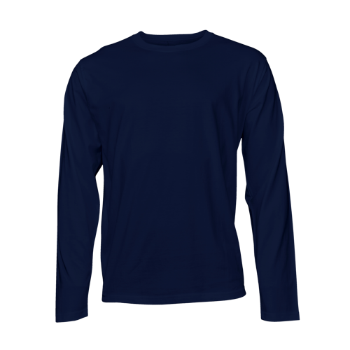 Navy blue long-sleeve T-shirt on a transparent background