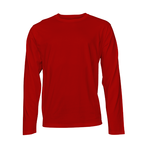 Red long-sleeve T-shirt on a transparent background