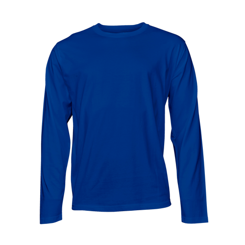 Royal blue long-sleeve T-shirt on a transparent background