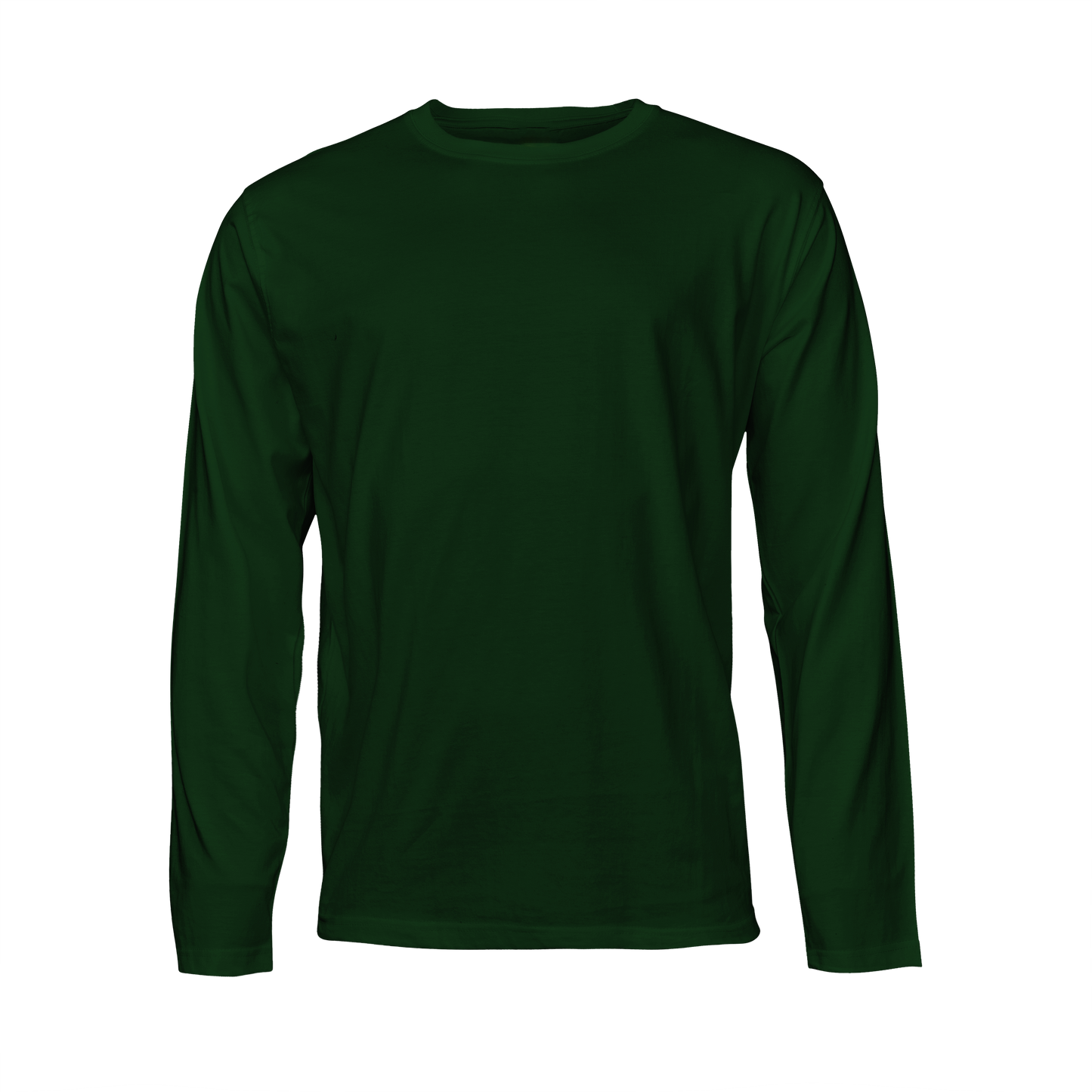 Bottle green long-sleeve T-shirt on a transparent background