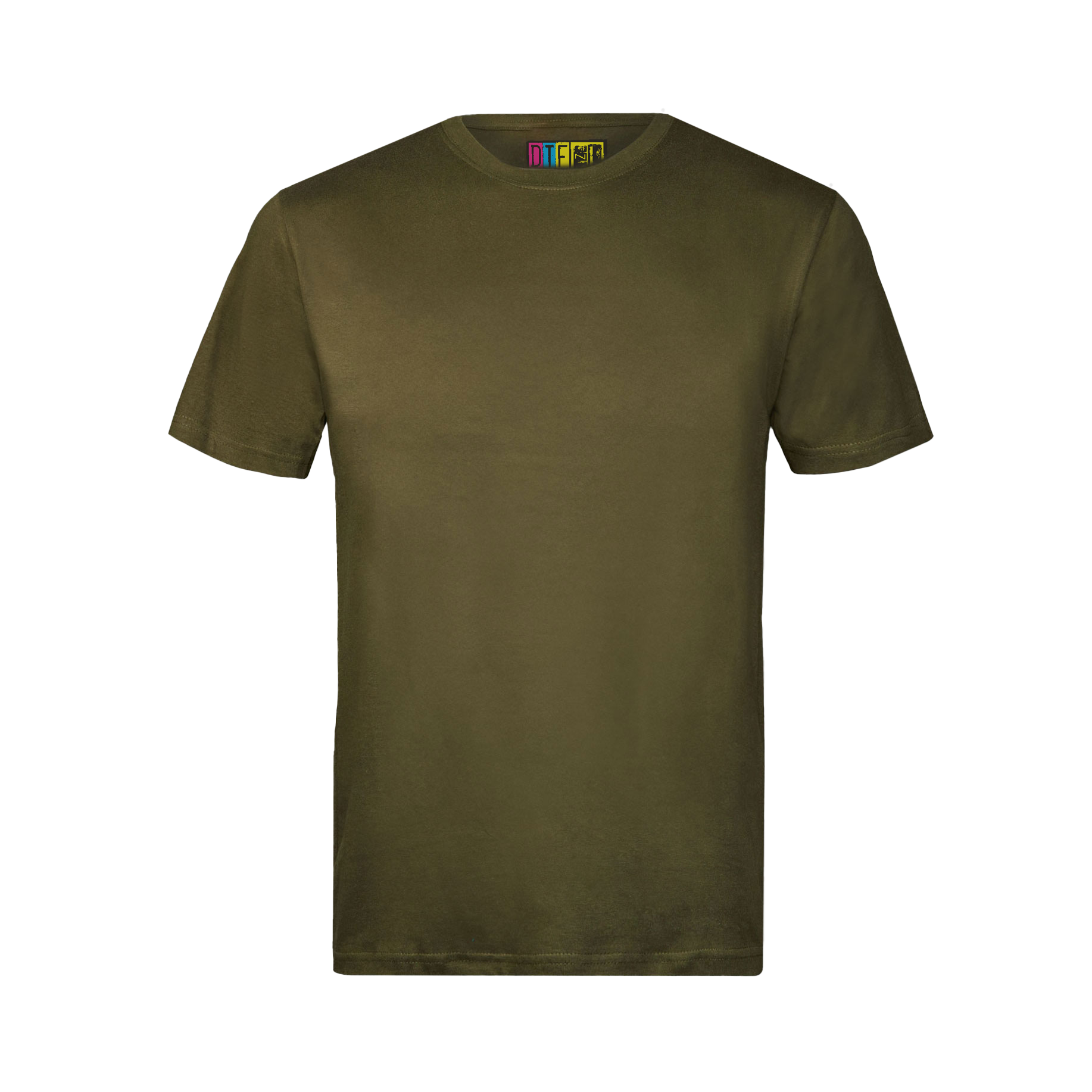 Olive green t-shirt on a transparent background