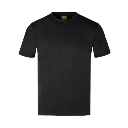 Black activewear t-shirt on a transparent background