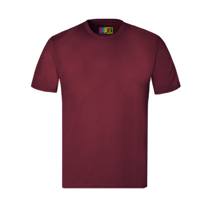 Burgundy activewear t-shirt on a transparent background