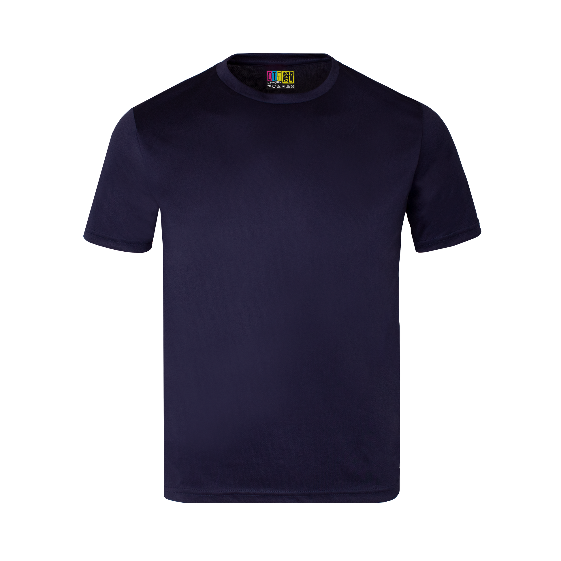 Navy blue activewear t-shirt on a transparent background