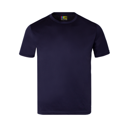 Navy blue activewear t-shirt on a transparent background