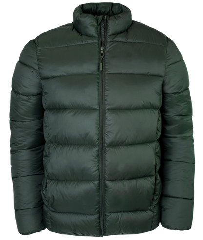 Olive puffer jacket on a transparent background