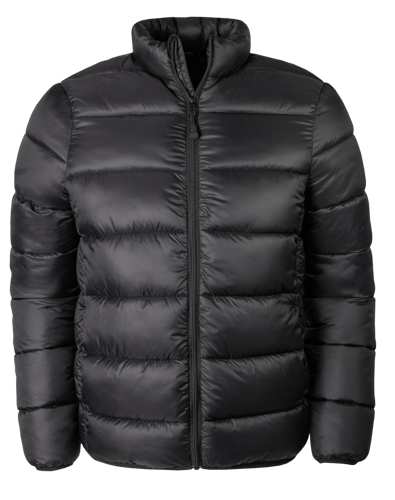 Black puffer jacket on a transparent background