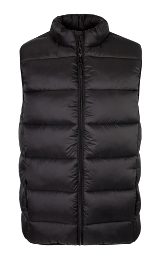 Black puffer vest on a transparent background