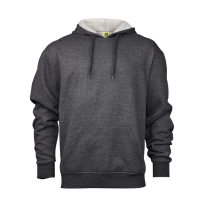 Charcoal Melange hoodie with a white hood inner on a transparent background