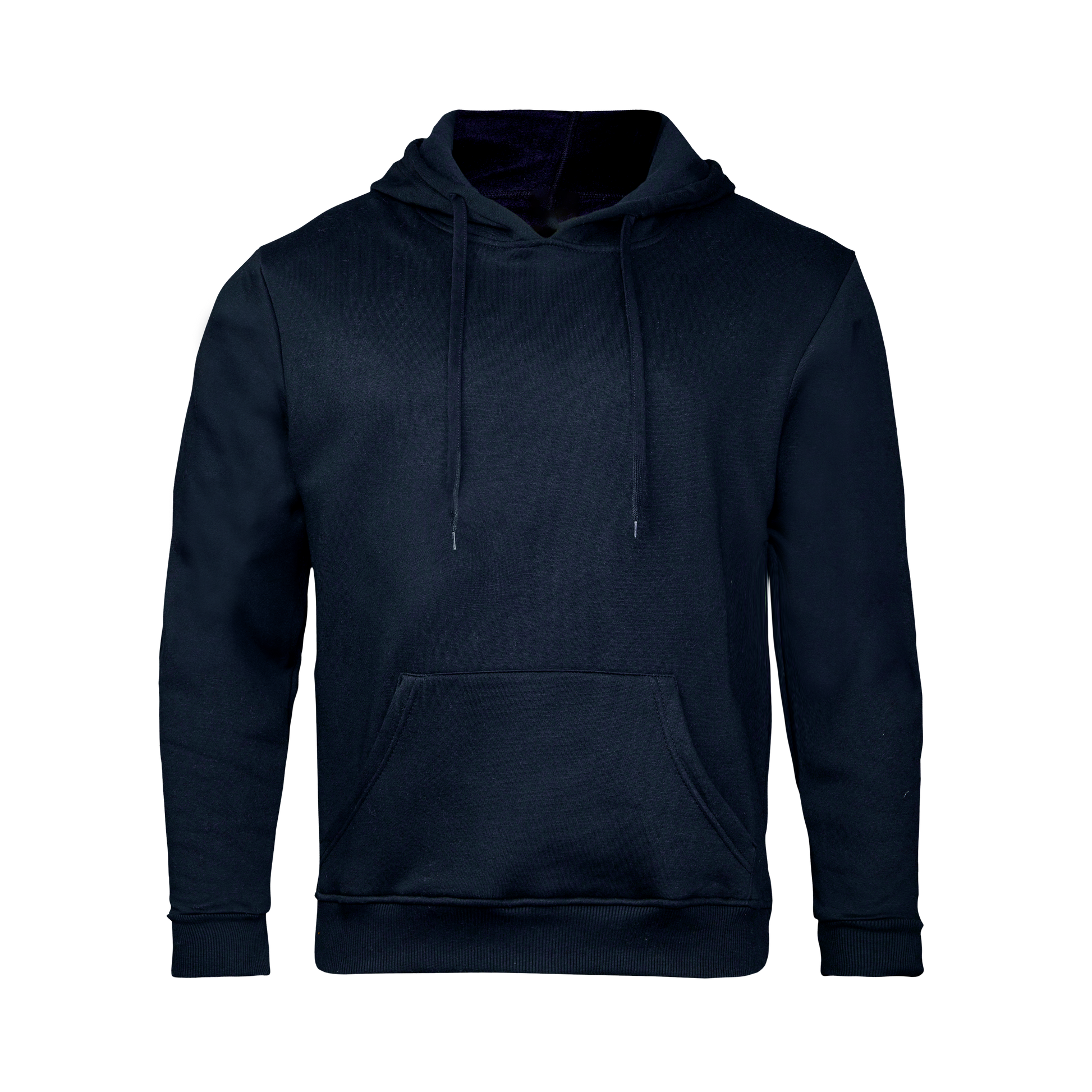Navy hoodie on a transparent background
