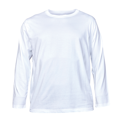 White kids long-sleeve T shirt on a transparent background