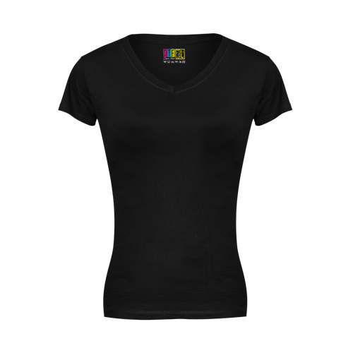 Black ladies v-neck t-shirt  on a transparent  background
