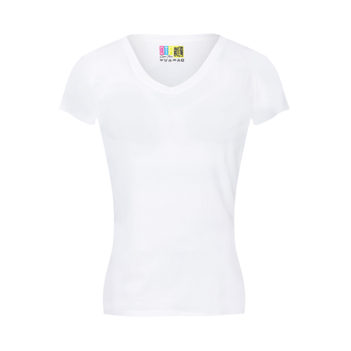 White ladies v-neck t-shirt  on a transparent  background