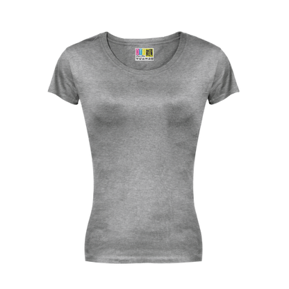 Grey melange ladies t-shirt  on a transparent  background