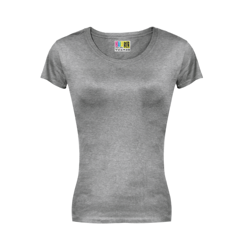 Grey melange ladies t-shirt  on a transparent  background