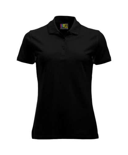 Black ladies polo shirt on a transparent background