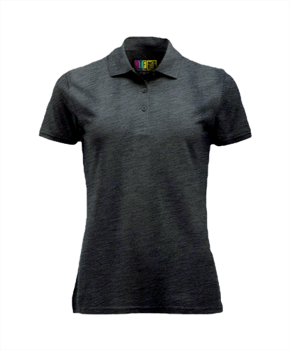 Charcoal melange ladies polo shirt on a transparent background