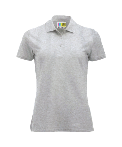 Grey melange ladies polo shirt on a transparent background