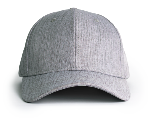 Grey linen baseball style cap on a white background