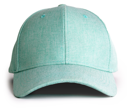 Mint green linen baseball style cap on a white background