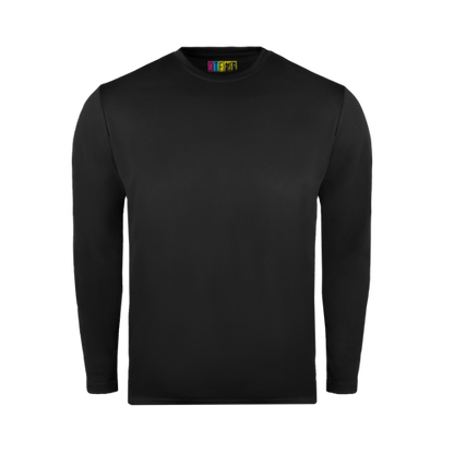 Black long-sleeve T shirt on a transparent background