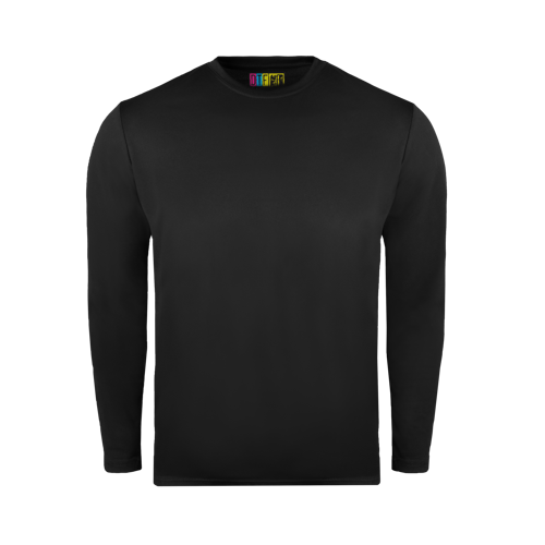 Black long-sleeve T shirt on a transparent background