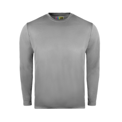 Slate grey long-sleeve T shirt on a transparent background